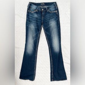 SILVER Jeans suki mid bootcut studded rhinestone Y2k style jeans